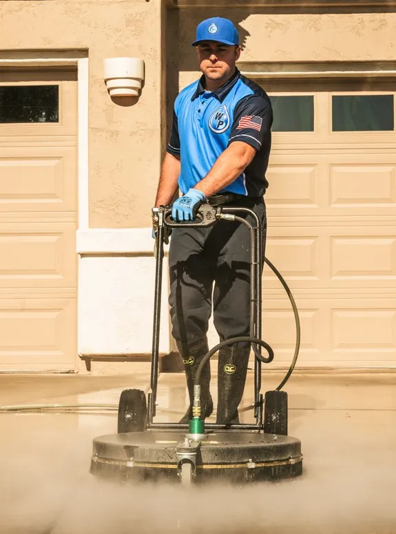 Wash Patrolman Steam Cleaning Concrete Driveway in Las Vegas